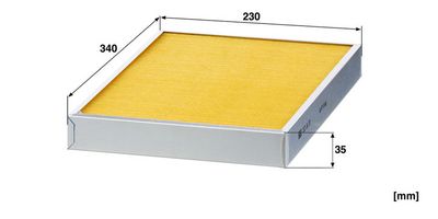 Cabinefilter (340x230x35mm, patroon) past: VALMET 205, 255, 305, 355, 365, 365 FOR, 365 S, 405, 415, 415 M, 455, 465, 465 FOR, 465 S, 504, 555, 565, 565 FOR, 600, 604, 604 T, 655, 665, 665 FOR
