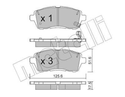 комплект спирачно феродо, дискови спирачки METELLI