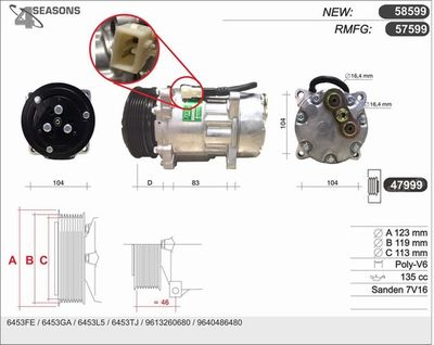 Компрессор, кондиционер AHE 57599 для CITROËN JUMPY