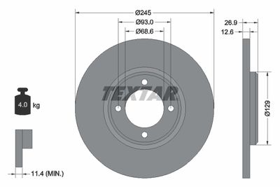 Тормозной диск TEXTAR 92008200 для FORD TAUNUS
