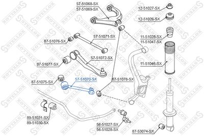 носач, окачване на колелата STELLOX 57-51070-SX