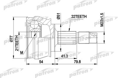 Шарнирный комплект, приводной вал PATRON PCV1296 для FIAT IDEA