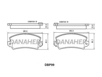 Комплект тормозных колодок, дисковый тормоз DANAHER DBP99 для RENAULT 16