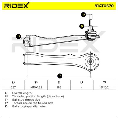 накрайник на напречна кормилна щанга RIDEX 914T0570