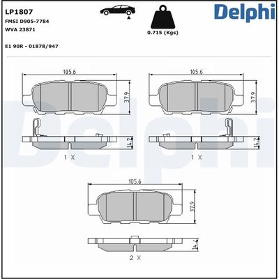 Brake Pad Set, disc brake LP1807