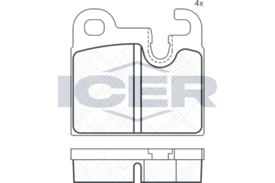 комплект спирачно феродо, дискови спирачки ICER 180302