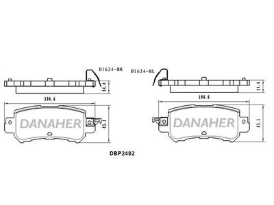 Комплект тормозных колодок, дисковый тормоз DANAHER DBP2482 для MAZDA CX-3