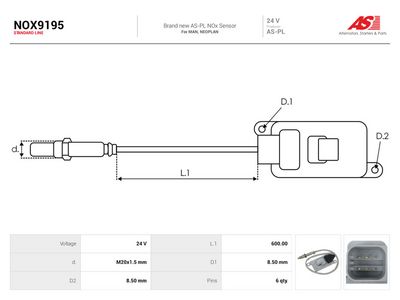 NOx-senzor, vstřikování močoviny AS-PL NOX9195