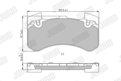 Комплект тормозных колодок, дисковый тормоз JURID 573649J для DODGE VIPER