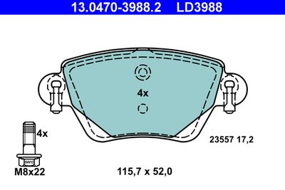 Комплект тормозных колодок, дисковый тормоз ATE 13.0470-3988.2 для JAGUAR X-TYPE