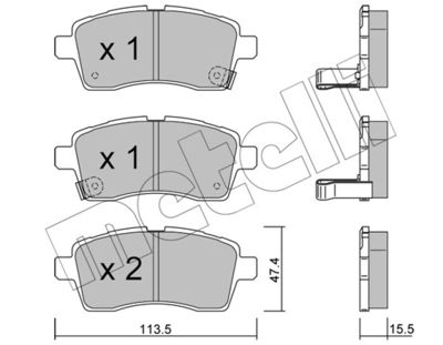 Комплект тормозных колодок, дисковый тормоз METELLI 22-1162-0 для SUZUKI IGNIS