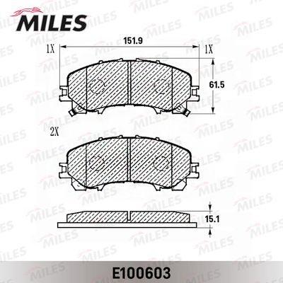 Комплект тормозных колодок, дисковый тормоз MILES E100603 для RENAULT KOLEOS