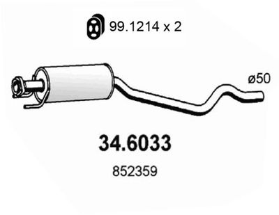ASSO 34.6033 Глушитель выхлопных газов  для OPEL ASTRA F (T92) 1.8 i 16V (F19, M19)