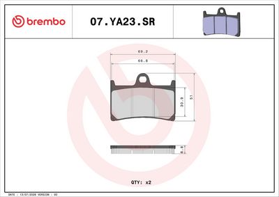 Set placute frana BREMBO 07YA23SR