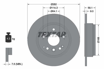 Тормозной диск TEXTAR 92261703 для HONDA ELEMENT