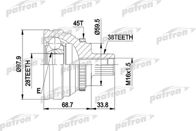 Шарнирный комплект, приводной вал PATRON PCV1277 для AUDI 200