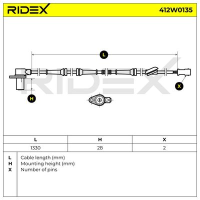 датчик, обороти на колелото RIDEX 412W0135