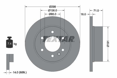 Тормозной диск TEXTAR 93143303 для MERCEDES-BENZ eSPRINTER