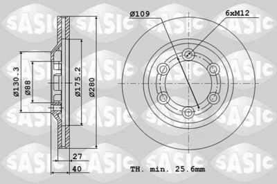 Тормозной диск SASIC 6106174 для ISUZU D-MAX