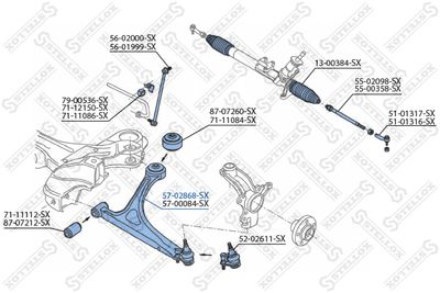 носач, окачване на колелата STELLOX 57-02868-SX