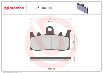 BREMSBELAGSATZ SCHEIBENBREMSE BREMBO 07BB3897 1