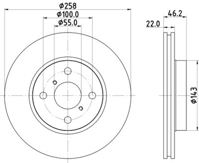 Тормозной диск HELLA 8DD 355 114-311 для DAIHATSU CHARADE