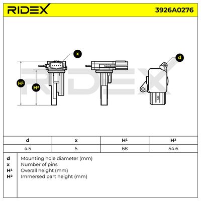 въздухомер-измерител на масата на въздуха RIDEX 3926A0276