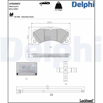 Комплект тормозных колодок, дисковый тормоз LP5060EV