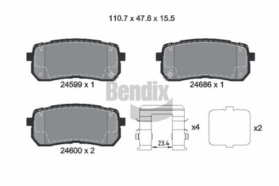Комплект тормозных колодок, дисковый тормоз BENDIX Braking BPD2177 для HAVAL H8