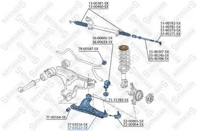 носач, окачване на колелата STELLOX 57-03522-SX