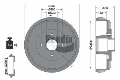 Brzdový buben BENDIX Braking BDM1190