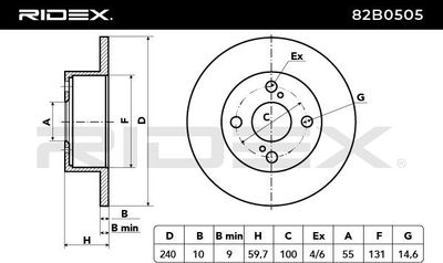 спирачен диск RIDEX 82B0505