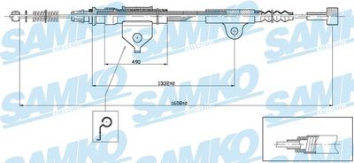 Тросик, cтояночный тормоз SAMKO C0504B для NISSAN SERENA