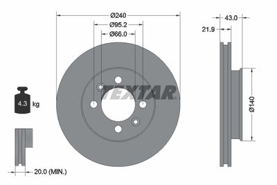 Тормозной диск TEXTAR 92044500 для ROVER 100