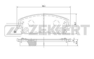 Комплект тормозных колодок, дисковый тормоз ZEKKERT BS-2107 для DODGE MAGNUM