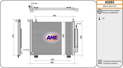 Конденсатор, кондиционер AHE 43203 для SUZUKI WAGON