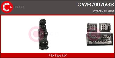 Spínač, zvedací zařízení oken CASCO CWR70075GS