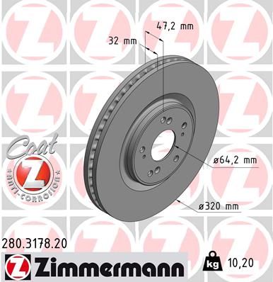 Bromsskiva ZIMMERMANN 280.3178.20