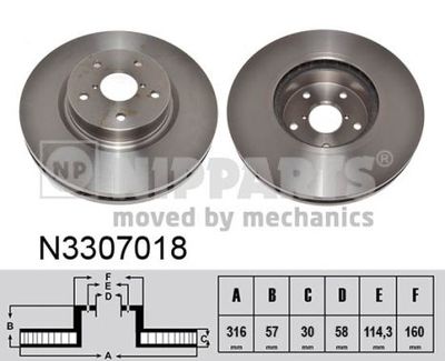 NIPPARTS N3307018 Тормозные диски  для SUBARU TRIBECA (Субару Трибека)
