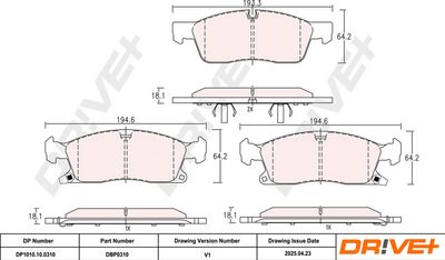 BREMSBELAGSATZ SCHEIBENBREMSE DR!VE+ DP1010100310 2