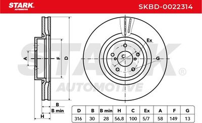 спирачен диск STARK SKBD-0022314