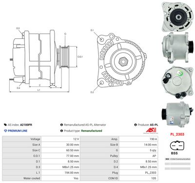 GENERATOR / ALTERNATOR AS-PL A2100PR 4