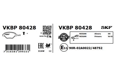 Комплект тормозных колодок, дисковый тормоз VKBP 80428