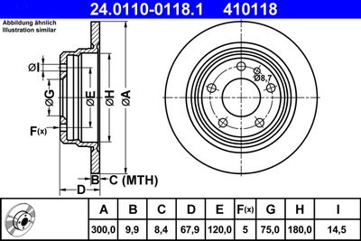 ATE 24.0110-0118.1 Тормозные диски  для BMW 7 (E32) 730 i,iL