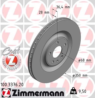 Тормозной диск ZIMMERMANN 100.3376.20 для AUDI Q8