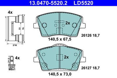 Комплект тормозных колодок, дисковый тормоз ATE 13.0470-5520.2 для VOLVO XC40