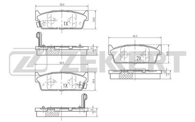 Комплект тормозных колодок, дисковый тормоз ZEKKERT BS-1262 для INFINITI M30