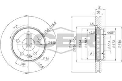 спирачен диск ICER 78BD4116-2