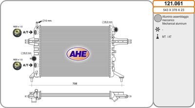 AHE 121.061 Радиатор охлаждения двигателя для OPEL ASTRA G Фургон/универсал (F70)
