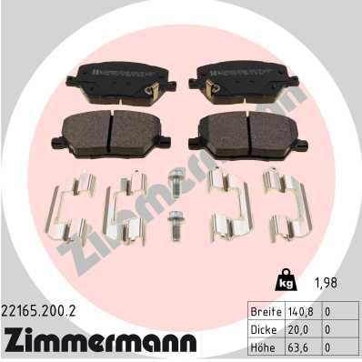 ZIMMERMANN 22165.200.2 Тормозные колодки и сигнализаторы  для JEEP COMPASS (Джип Компасс)